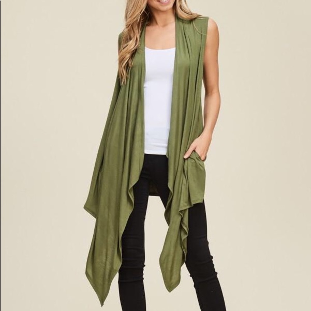 Avocado Drape Front Cardigan